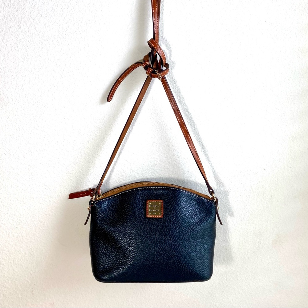 Dooney and Bourke Ruby Dome Black Leather Small Crossbody Bag